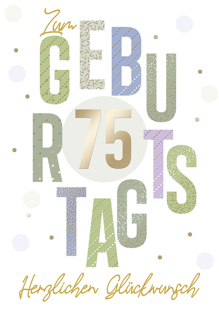 Karte zum 75. Geburtstag „Buchstabenmix“