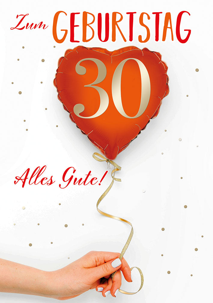 Karte zum 30. Geburtstag „Herzballon“