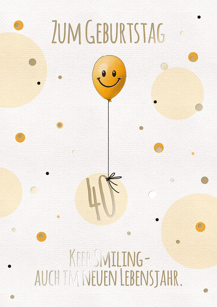 Karte zum 40. Geburtstag „Ballon“