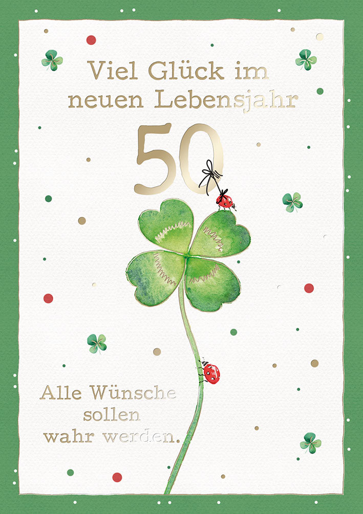 Karte zum 50. Geburtstag „Kleeblatt II“