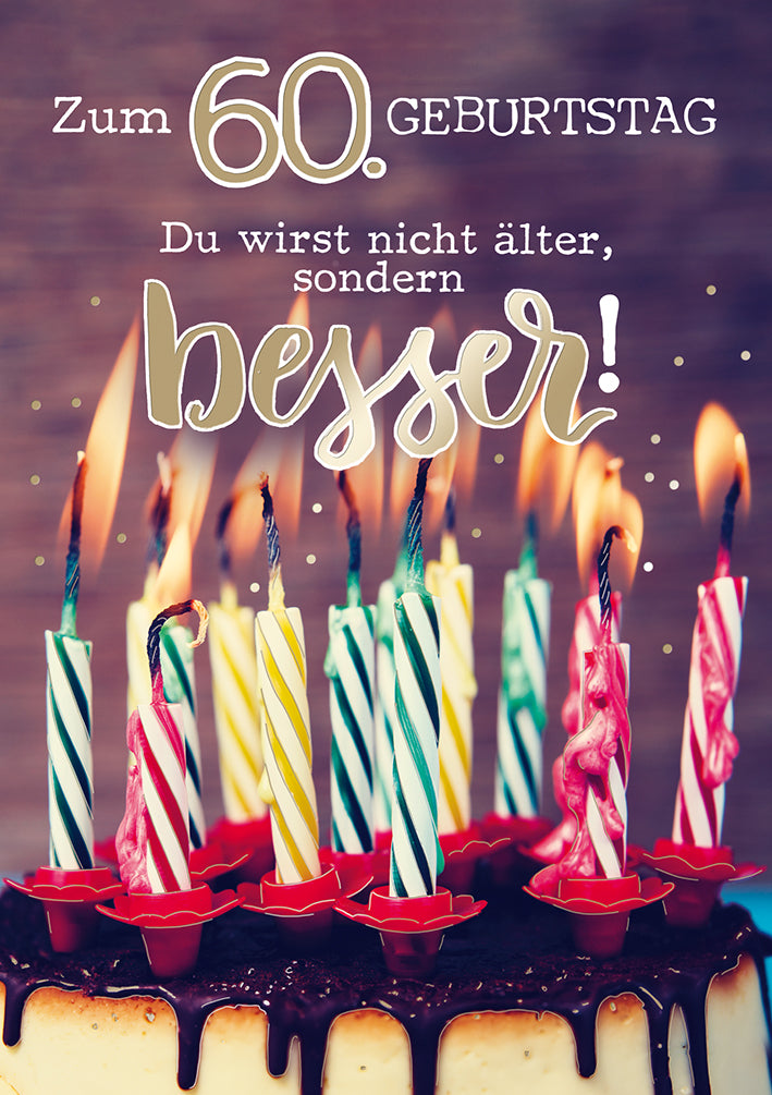 Karte zum 60. Geburtstag „Bunte Kerzen“