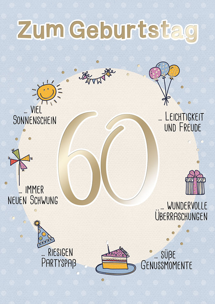 Karte zum 60. Geburtstag „Gute Wünsche“