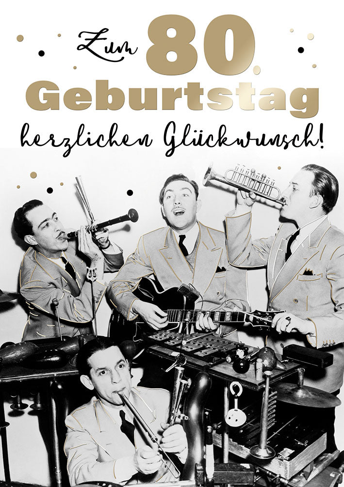 Karte zum 80. Geburtstag „Jazzband“
