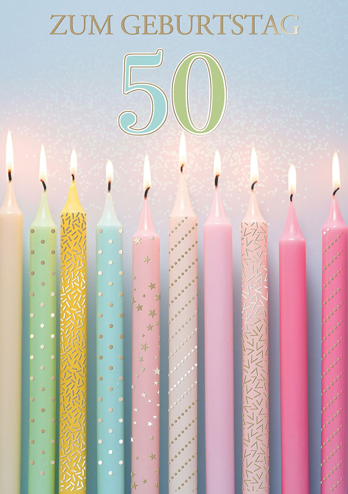 Karte zum 50. Geburtstag „Kerzen“