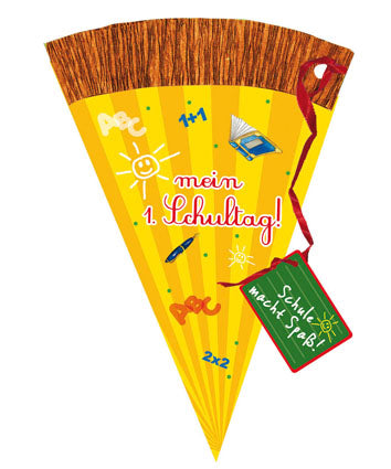 Schultüten-Karte zur Einschulung „Schultüte gelb – Mein 1. Schultag“