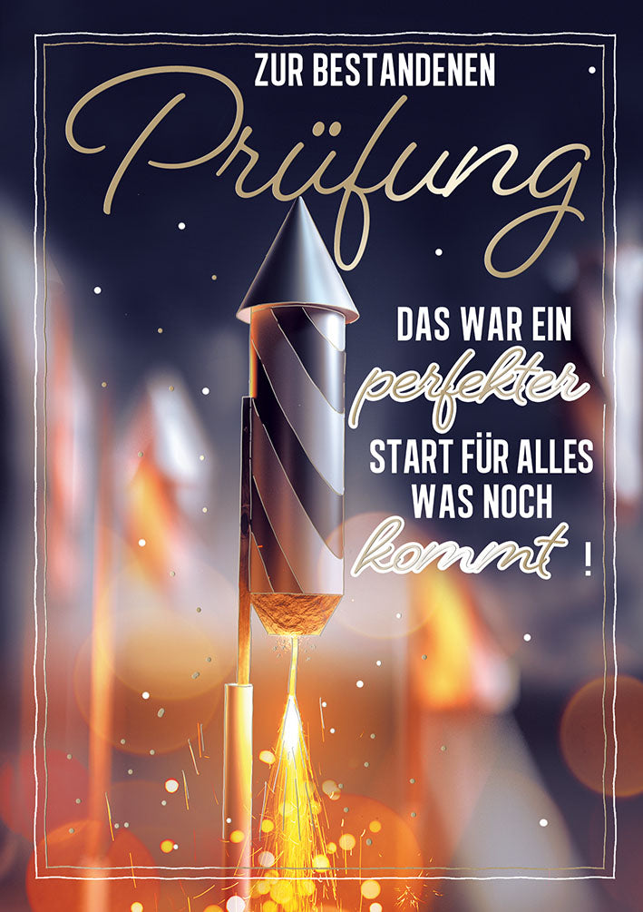 Karte zur bestandenen Prüfung „Rakete – Perfekter Start“