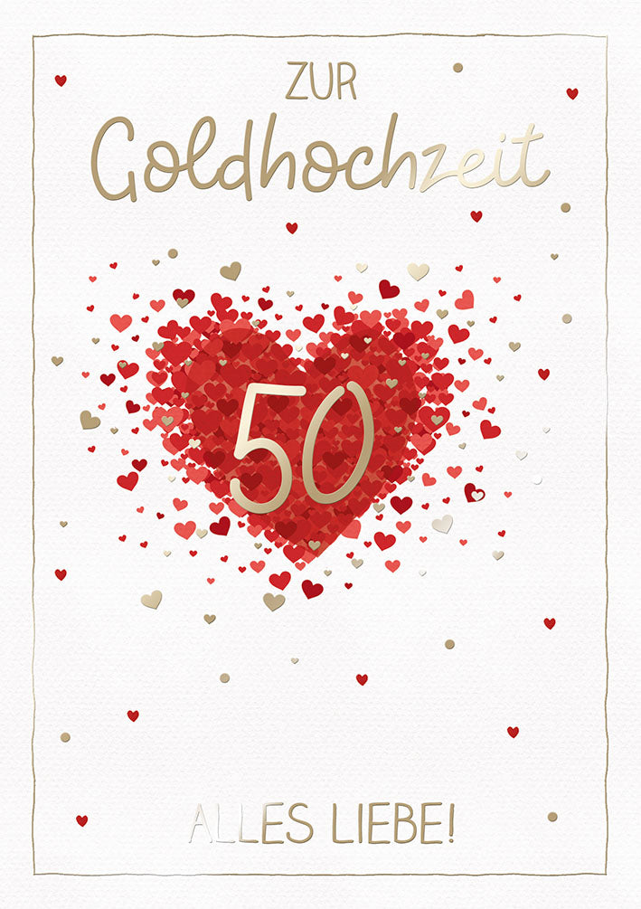 Karte zur Goldenen Hochzeit „Herz aus Herzen“