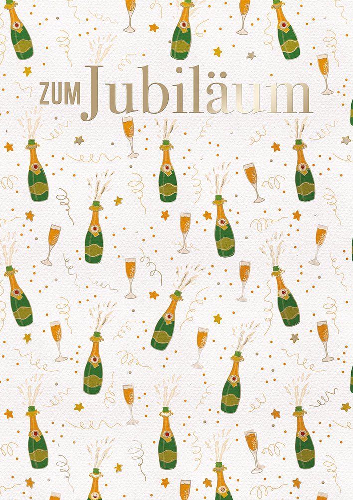 Karte zum Jubiläum „Sektflaschen und Gläser“