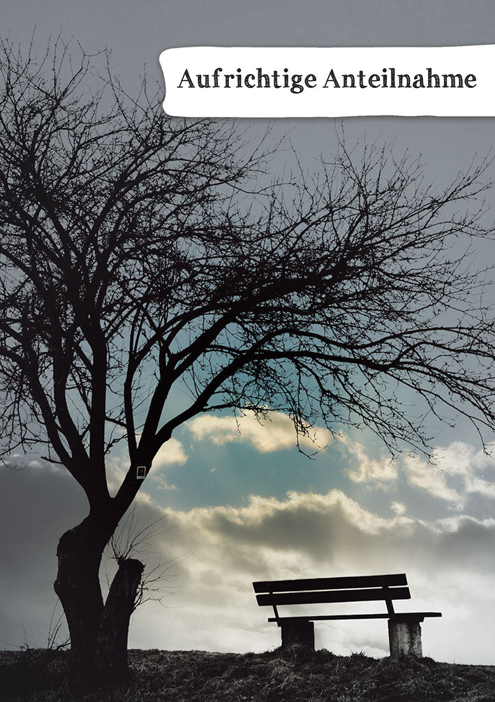 Trauerkarte „Baum mit Bank“