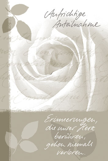 Trauerkarte „Rosenblüte in Grau“