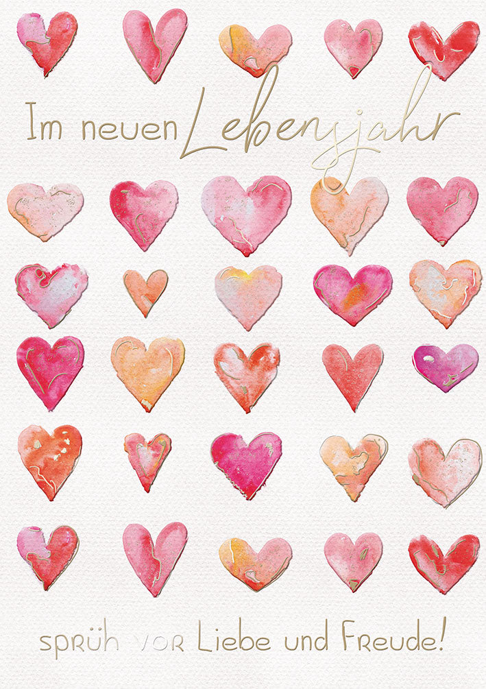 Art of Giving Geburtstagskarte „Herzchen-Aquarell“