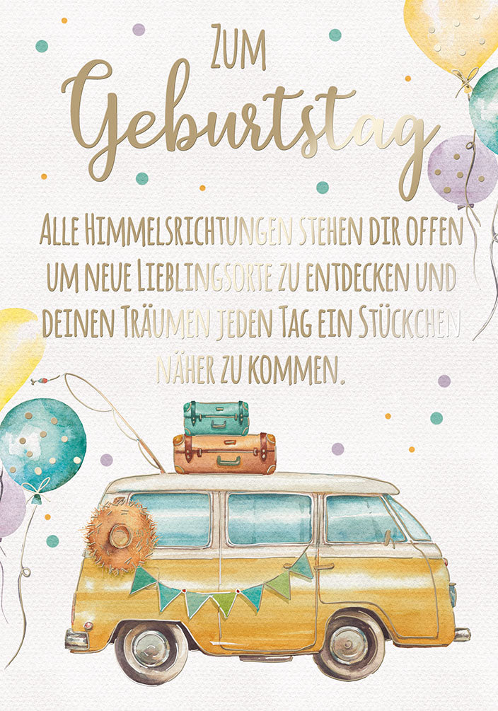 Art of Giving Geburtstagskarte „Bulli mit Ballons“