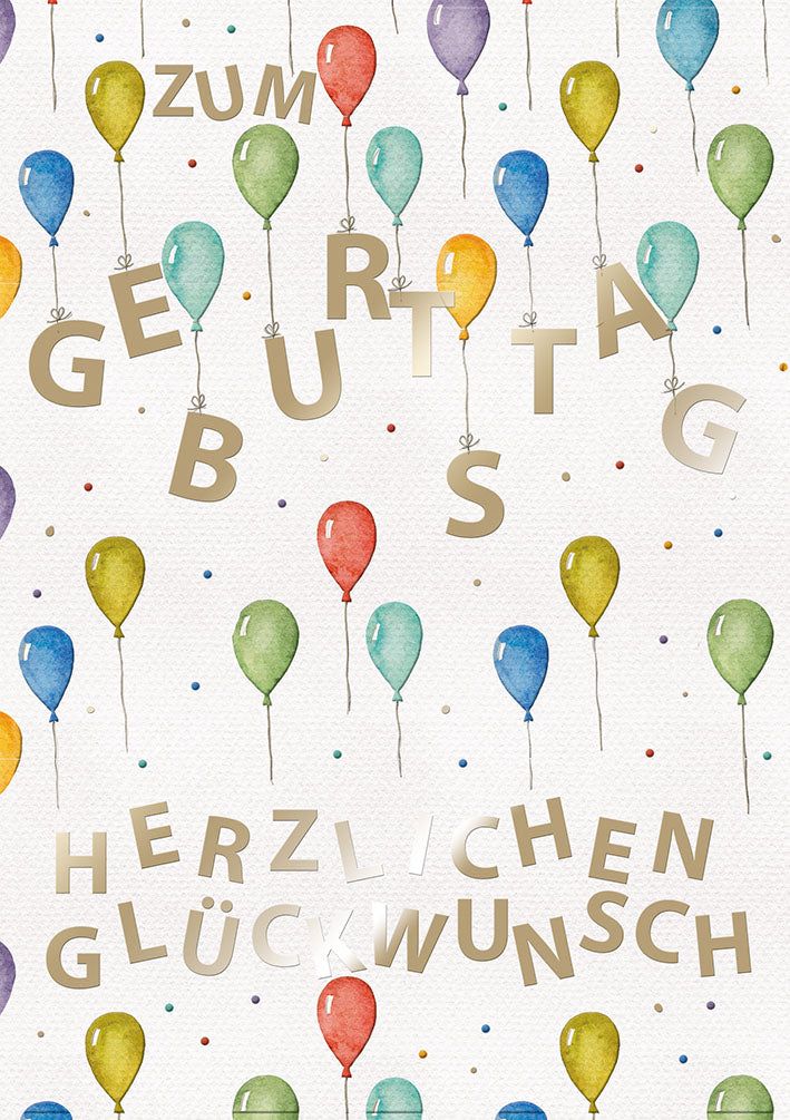 Art of Giving Geburtstagskarte „Buchstaben-Ballons“