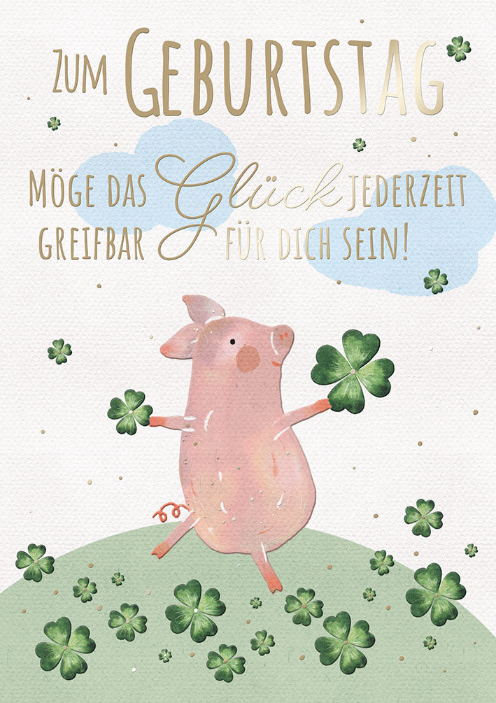 Art of Giving Geburtstagskarte „Glücksschwein“
