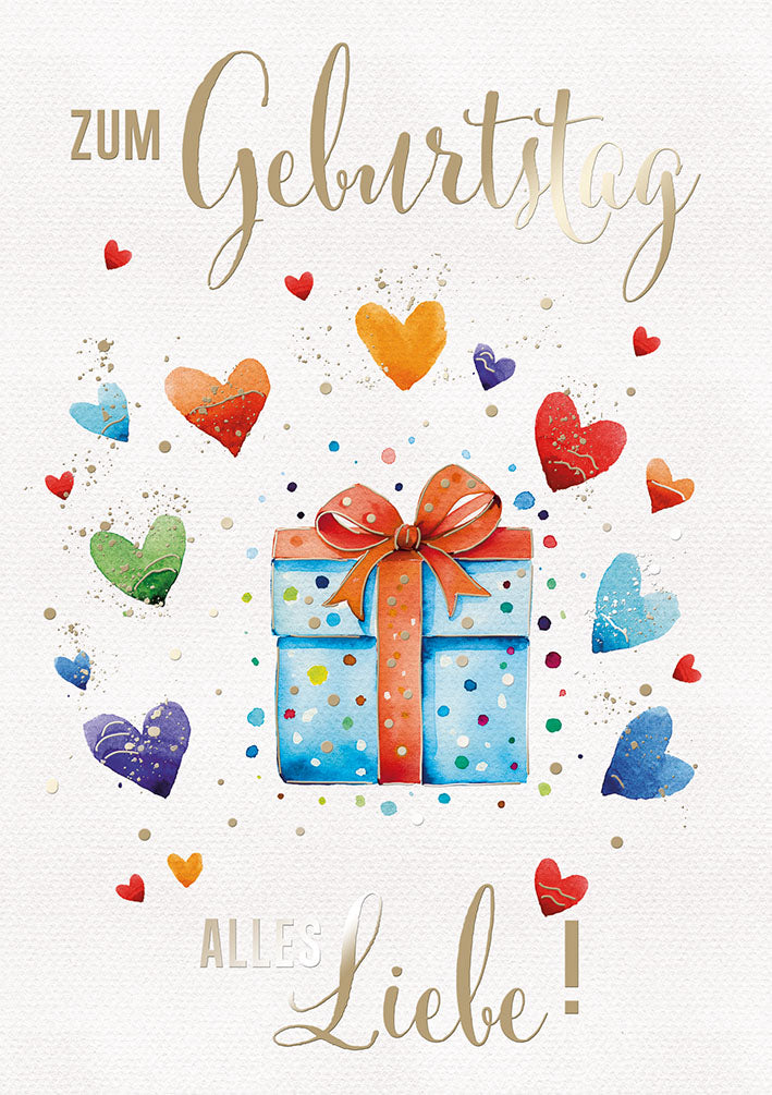 Art of Giving Geburtstagskarte „Geschenk mit Herzen“