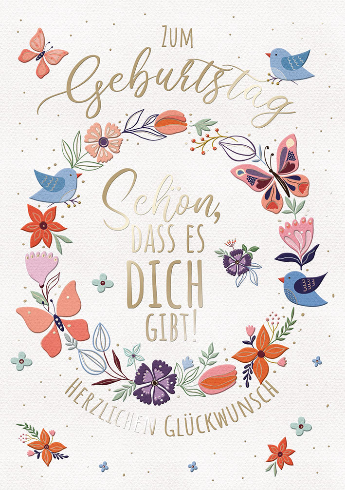 Art of Giving Geburtstagskarte „Blumenkranz“