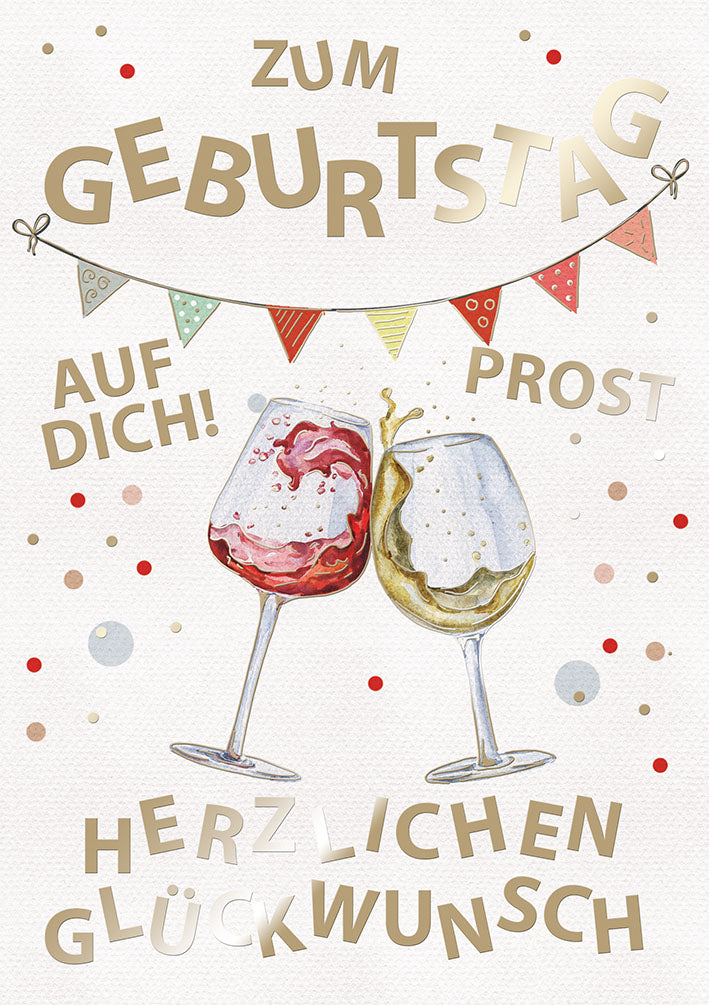 Art of Giving Geburtstagskarte „Rotwein und Weißwein“