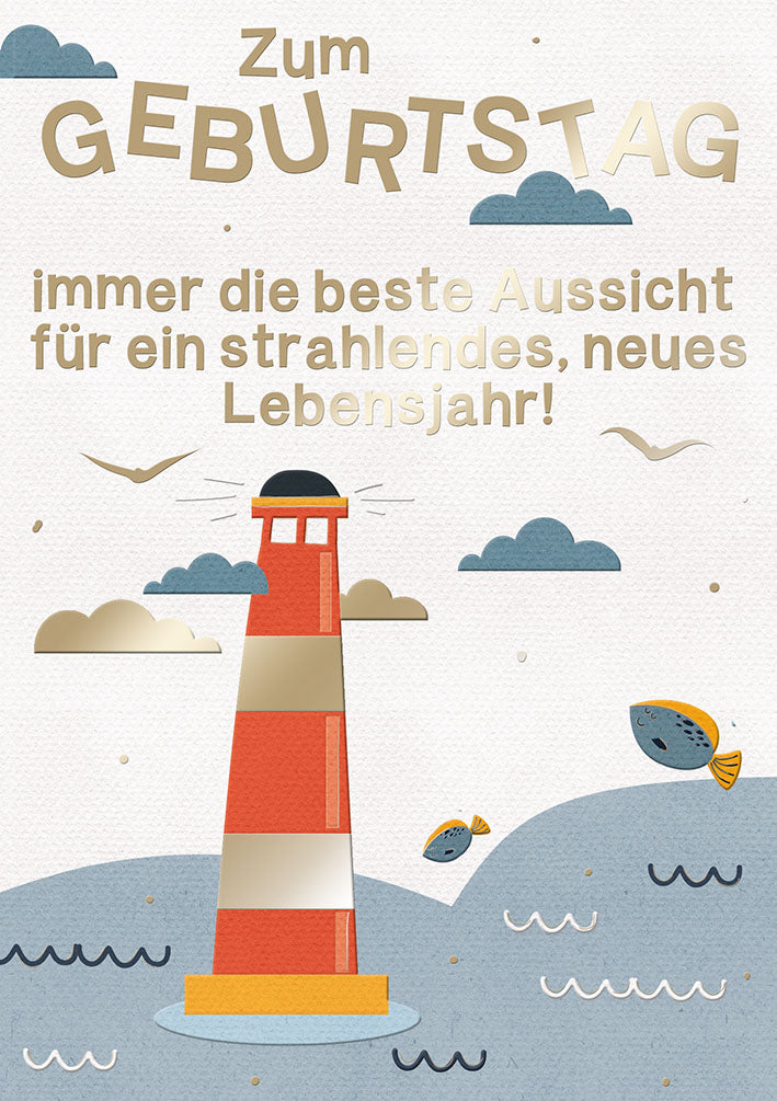 Art of Giving Geburtstagskarte „Leuchtturm“