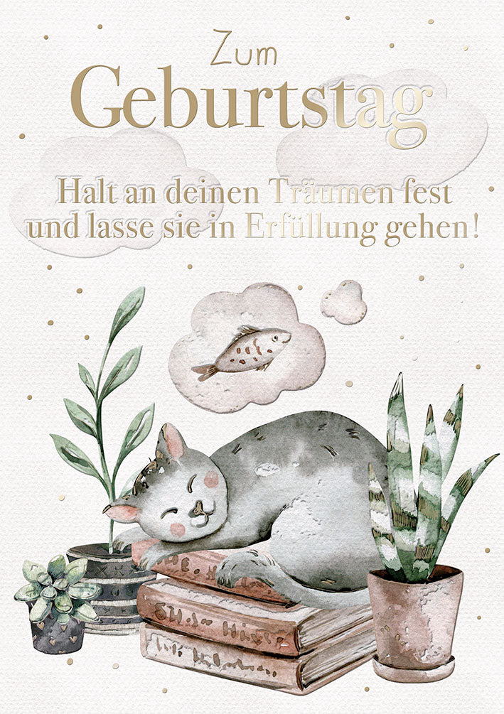 Art of Giving Geburtstagskarte „Schlafende Katze“