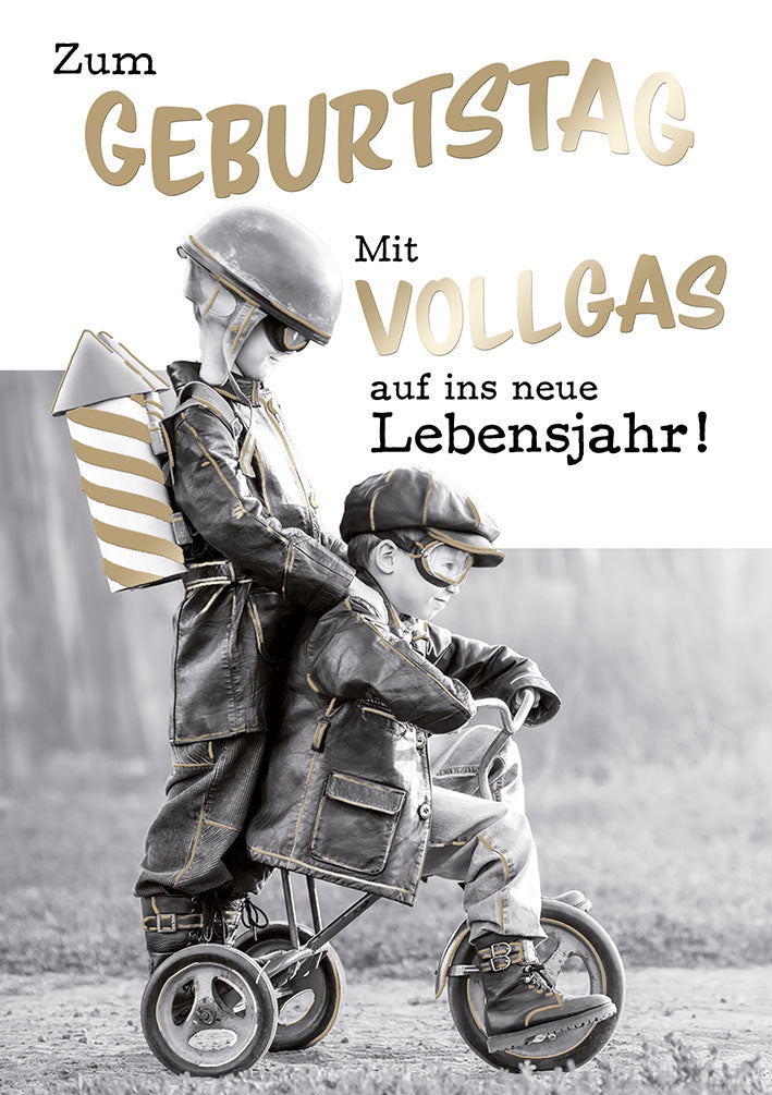 Bubikopf Geburtstagskarte „Vollgas“