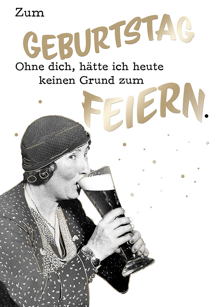 Bubikopf Geburtstagskarte „Kein Grund zum Feiern“