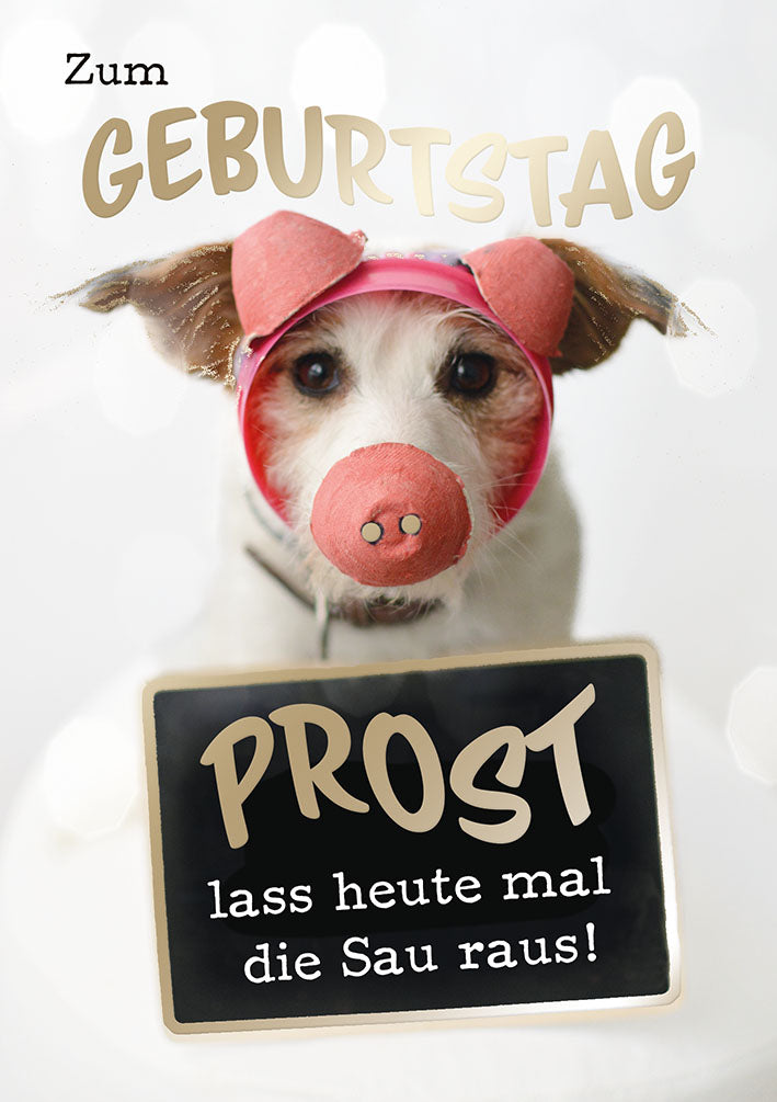 Bubikopf Geburtstagskarte „Prost“