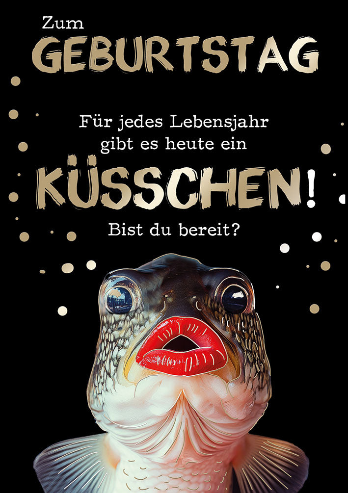 Bubikopf Geburtstagskarte „Küsschen“