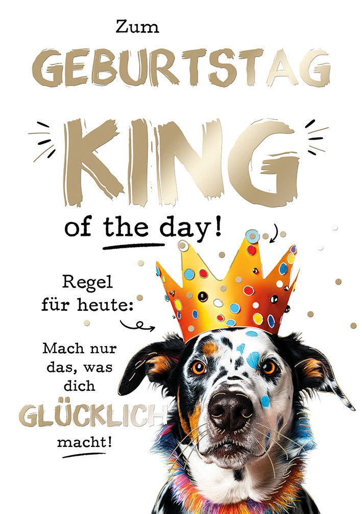 Bubikopf Geburtstagskarte „King of the Day“