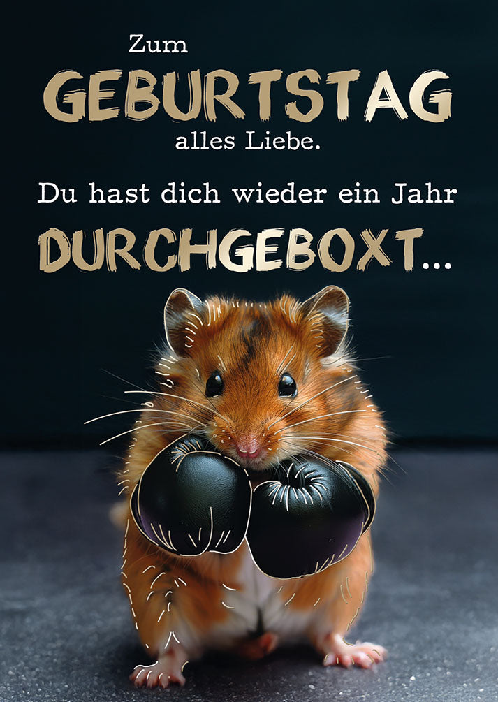 Bubikopf Geburtstagskarte „Durchgeboxt“