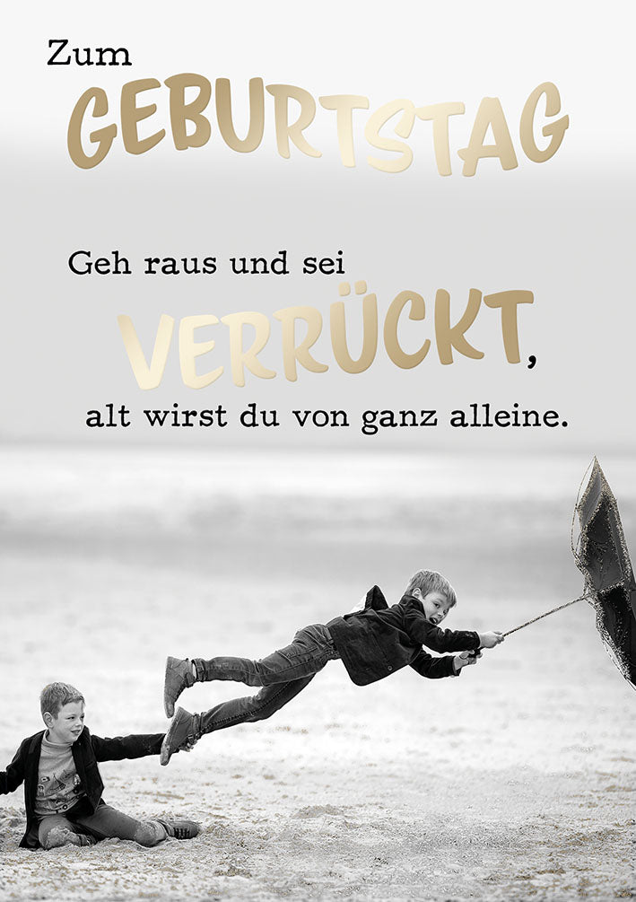 Bubikopf Geburtstagskarte „Verrückt“