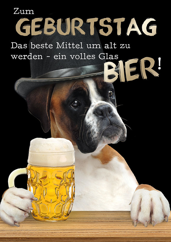Bubikopf Geburtstagskarte „Bier“