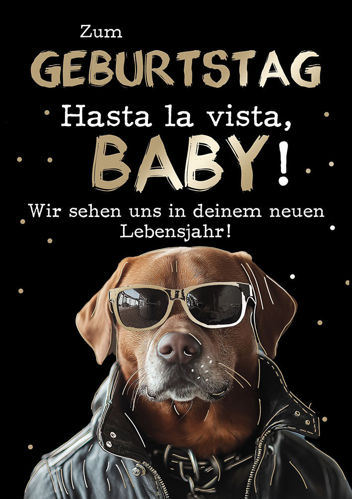 Bubikopf Geburtstagskarte „Hasta la vista, Baby“