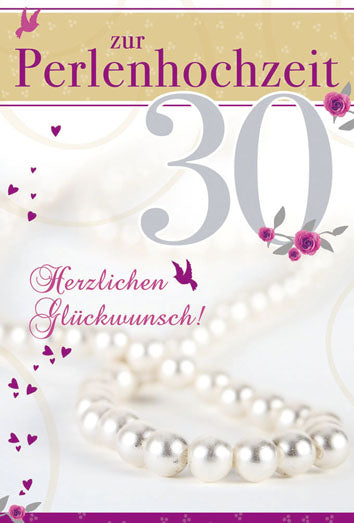 Karte zur Perlenhochzeit „Perlenkette“