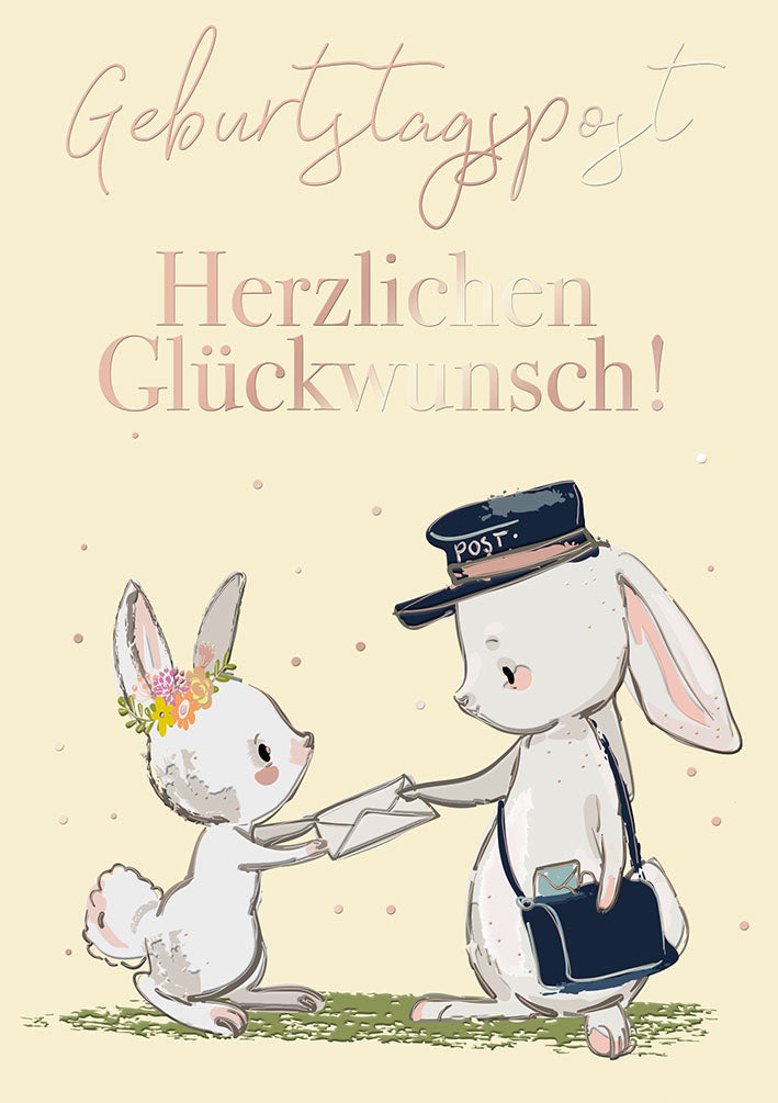 Geburtstagskarte „Postbote Hase“