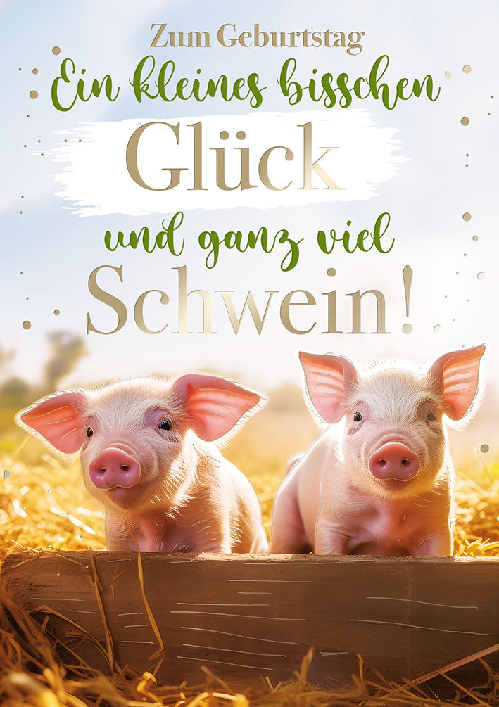Loonycard Geburtstagskarte „Glück und Schwein“