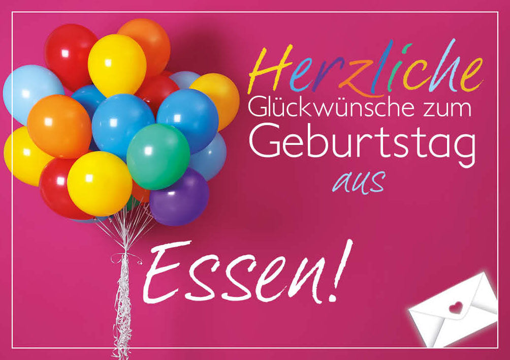 Grüße-aus-Karte Geburtstag „Bunte Luftballons“