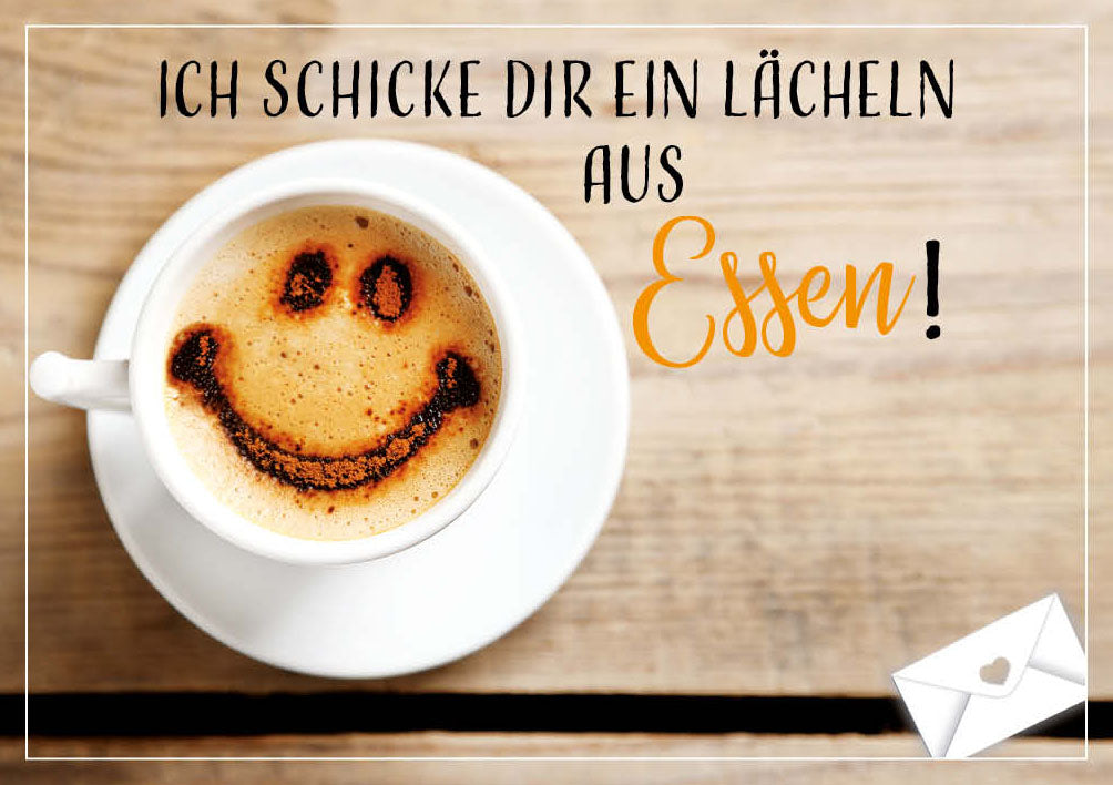 Grüße-aus-Karte „Kaffee-Smiley“
