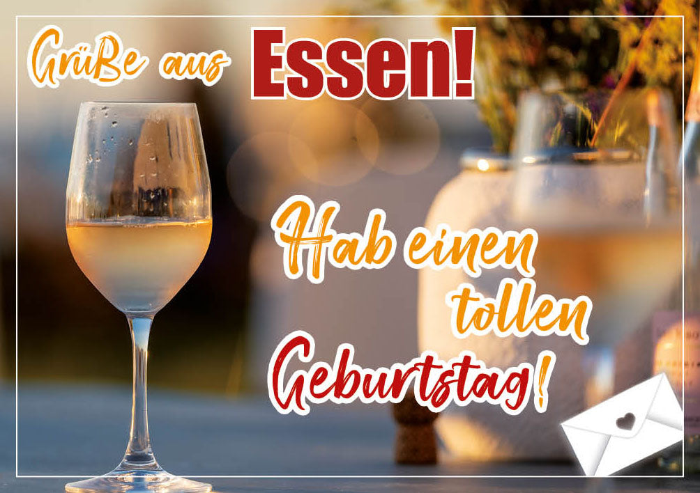 Grüße-aus-Karte Geburtstag „Weinglas“