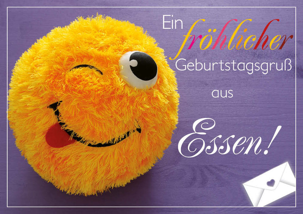 Grüße-aus-Karte Geburtstag „Fröhlicher Smiley“