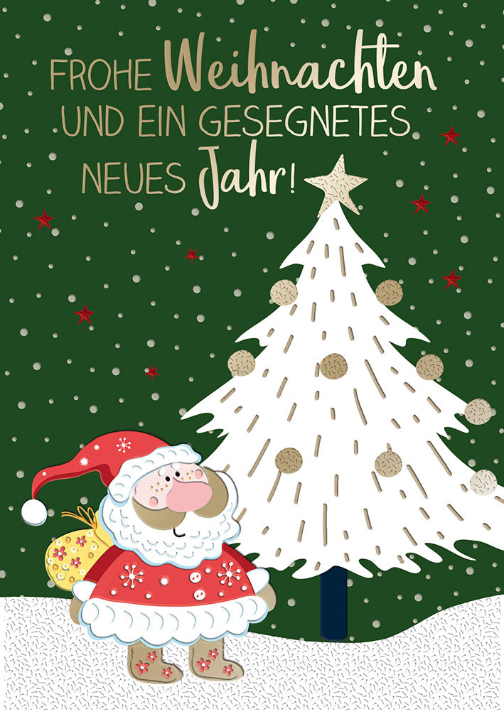 Weihnachtskarte „Weihnachtsbaum und Wichtel“