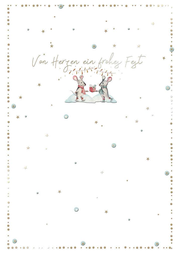 Weihnachtskarte „Mäuse im Schnee“