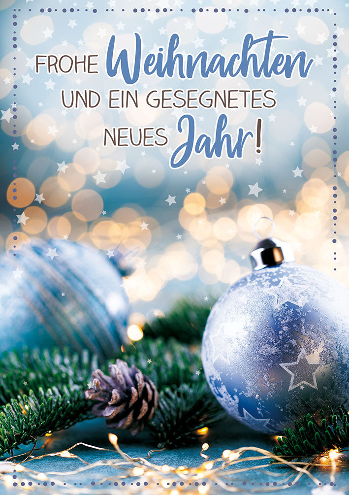 Weihnachtskarte „Blaue Kugeln“