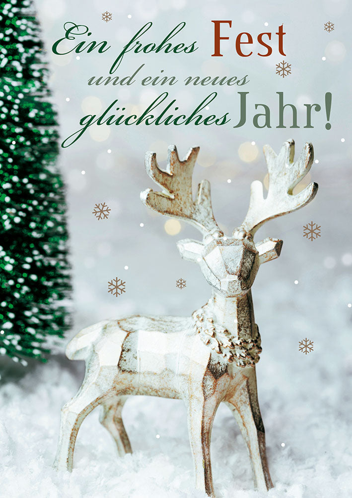 Weihnachtskarte „Silberhirsch“