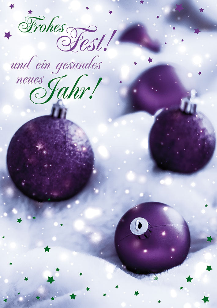 Weihnachtskarte „Lila Kugeln“