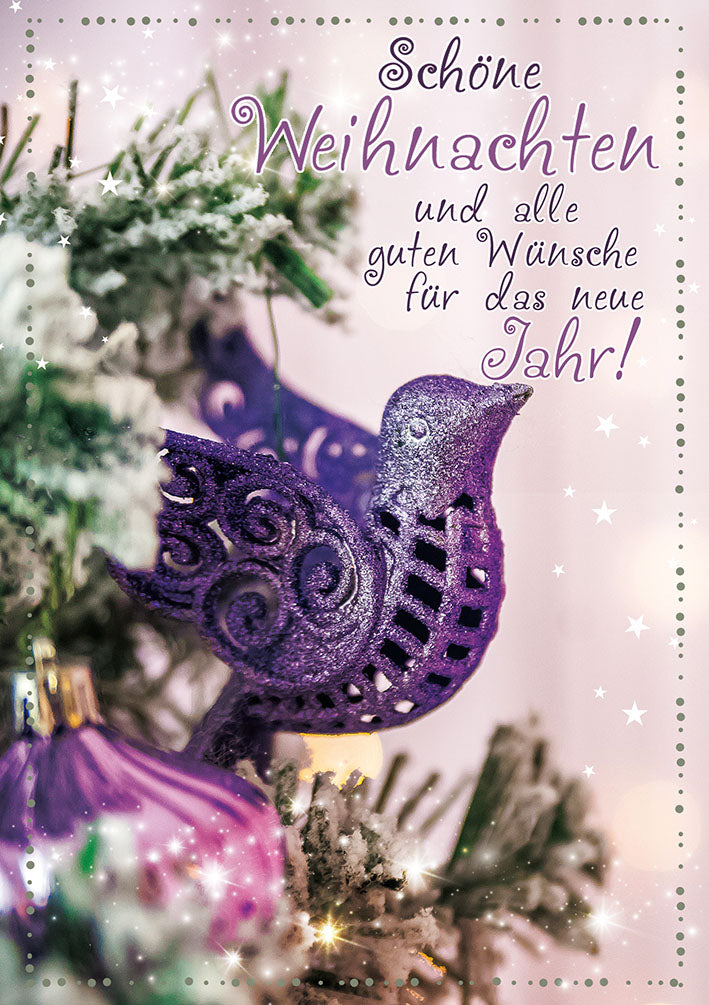 Weihnachtskarte „Lila Vogel“