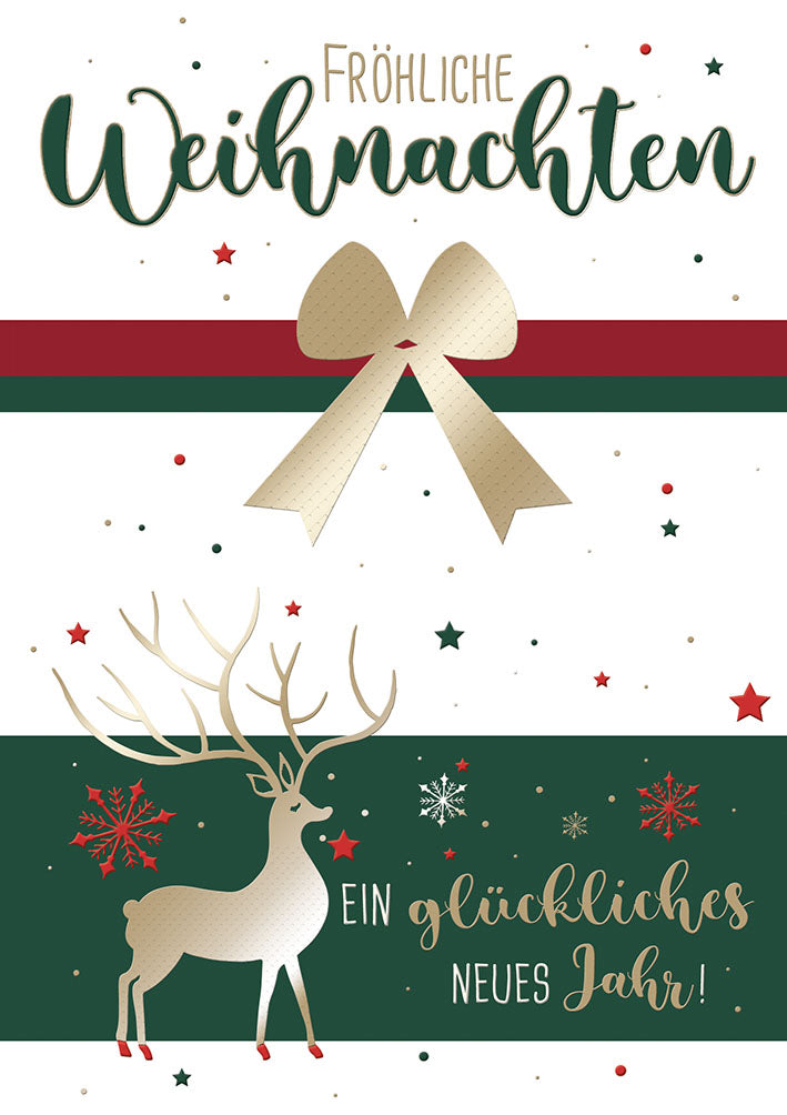 Weihnachtskarte „Hirsch mit Schleife“