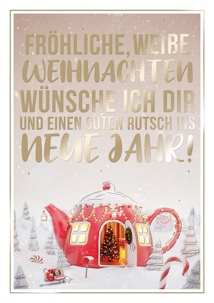 Weihnachtskarte „Rote Teekanne“