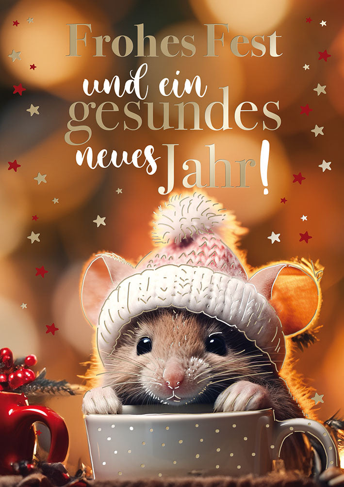 Weihnachtskarte „Maus mit Mütze“