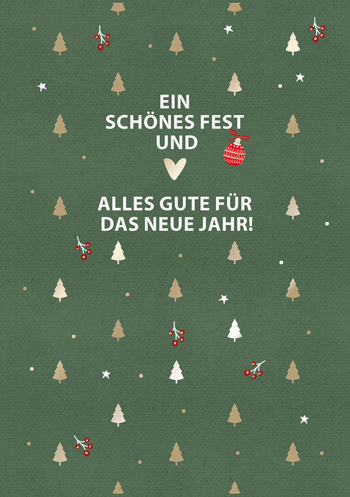 Weihnachtskarte „Tannen und Herzen“