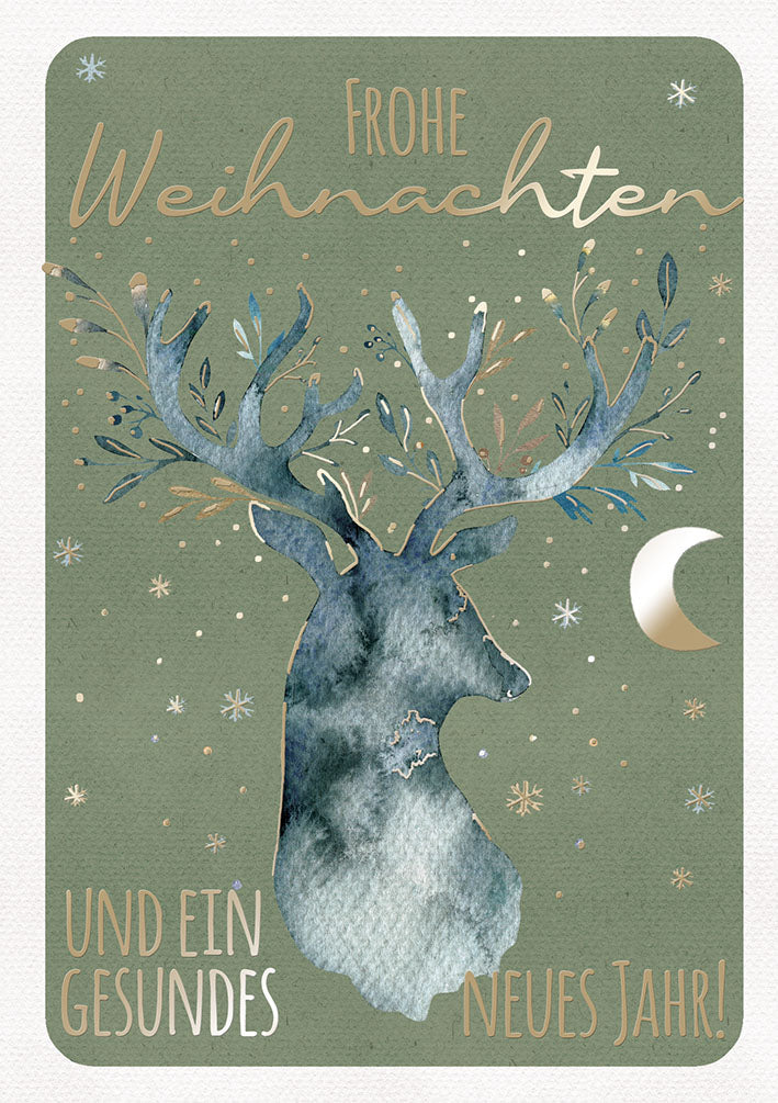 Weihnachtskarte „Blauer Hirsch“